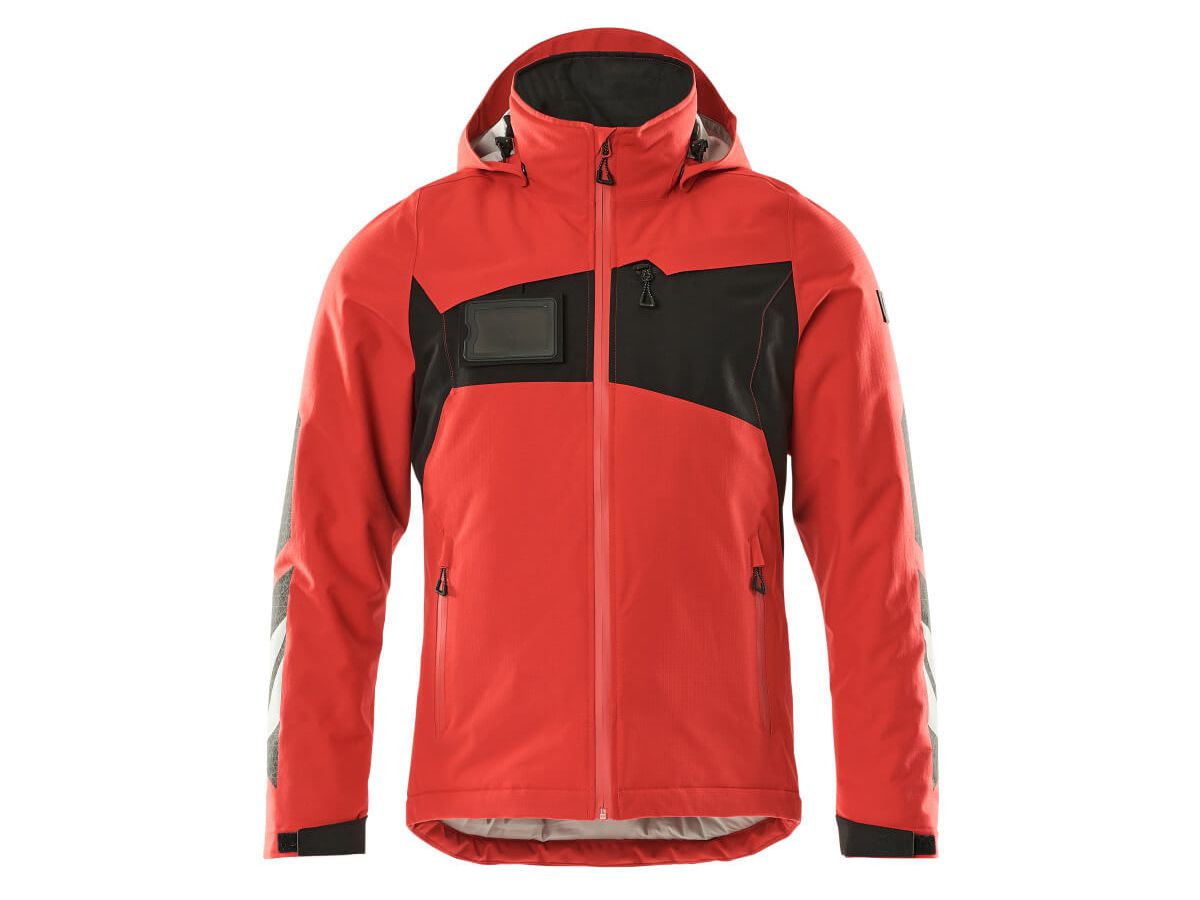 Winterjacke wind-/wasserdicht, Gr. L - verkehrsrot/schwarz, 100% PES