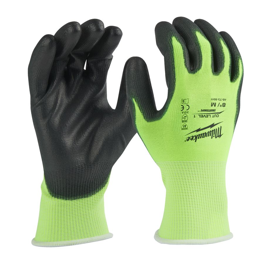 Hi-Vis Schnittschutzhandschuhe - Milwaukee, Klasse 1/A