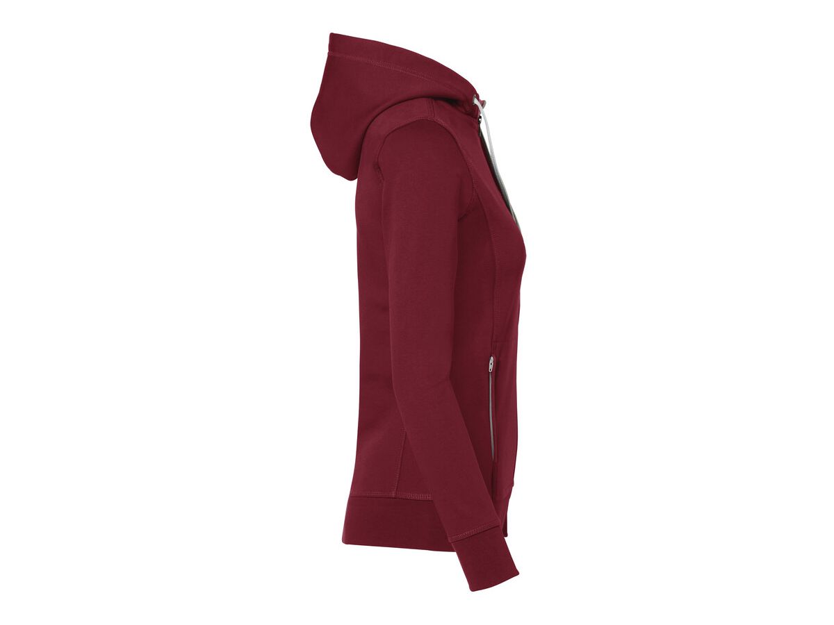 Damen Kapuzenjacke Bonded, Gr. S - weinrot/silber