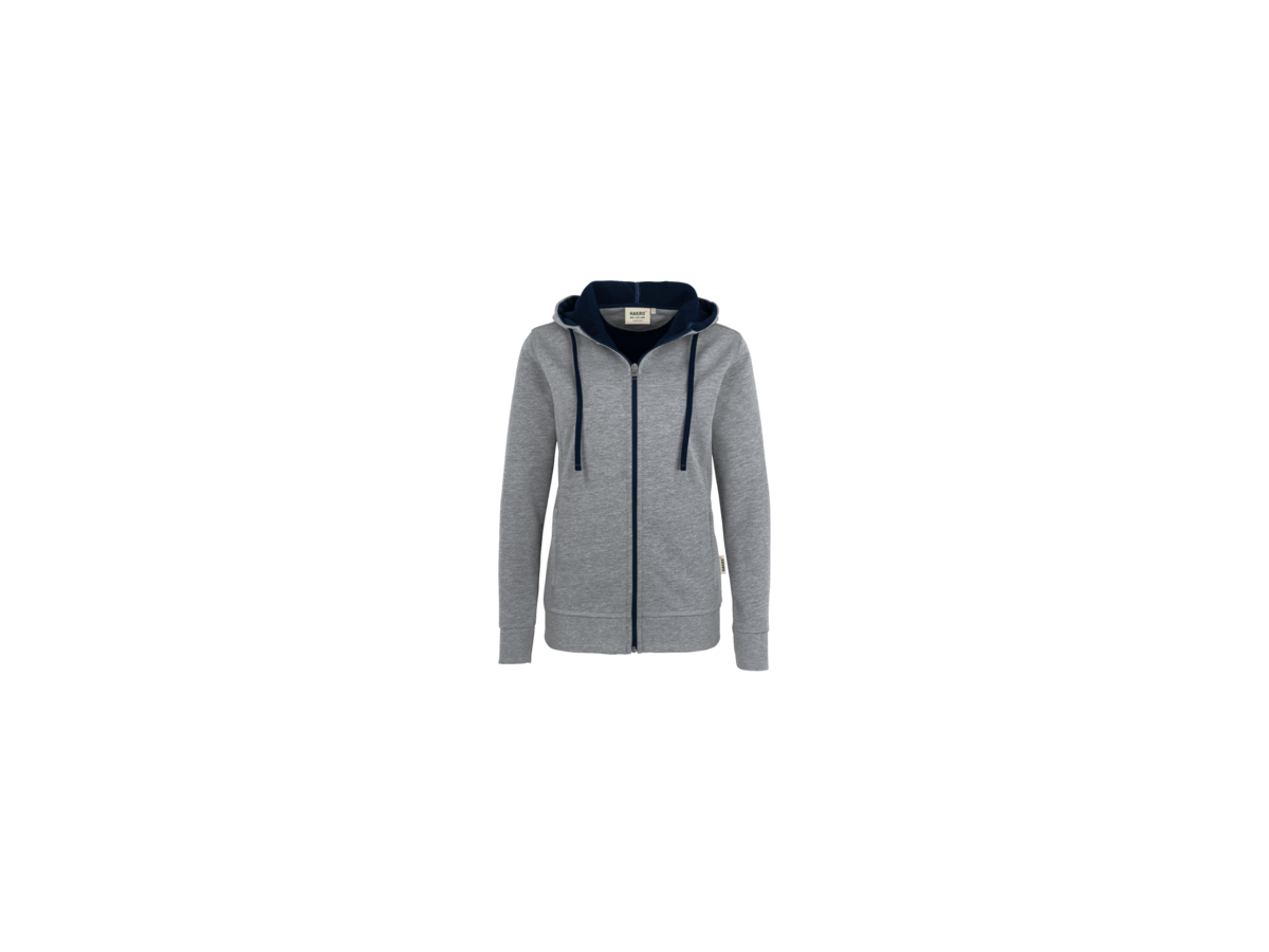 Damen-Kapuzenjacke Bonded S - grau-meliert/tinte, 75% PES/25% CO