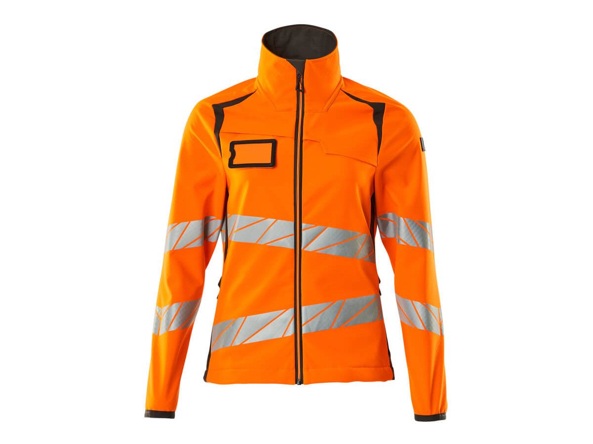 Soft Shell Jacke, Damenpassform, Gr. XL - hi-vis orange/dunkelanthrazit, 100% PES