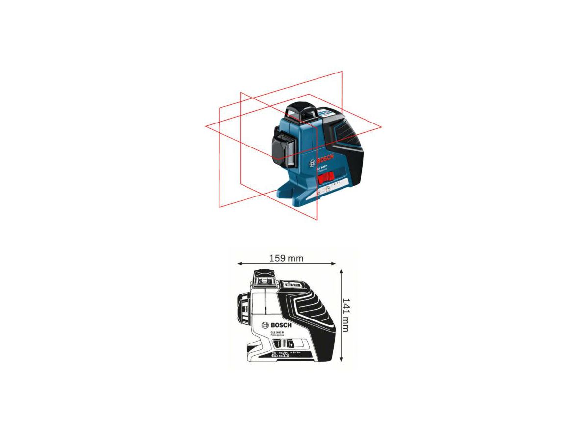 Linienlaser Bosch GLL 3-80 + Alkaline - in L-Boxx