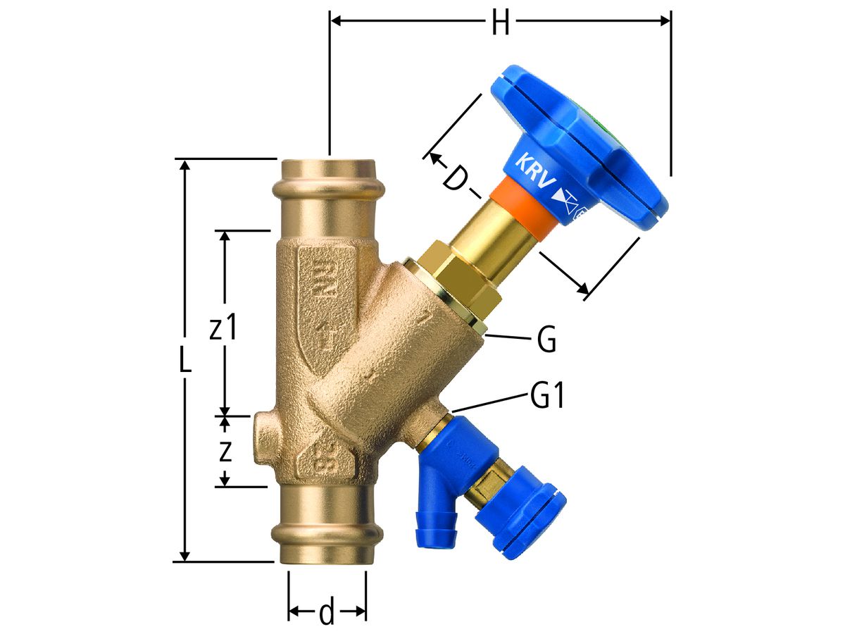 Optipress-Aquaplus-KRV-Ventil EA 54 mm - mit Entleerventil