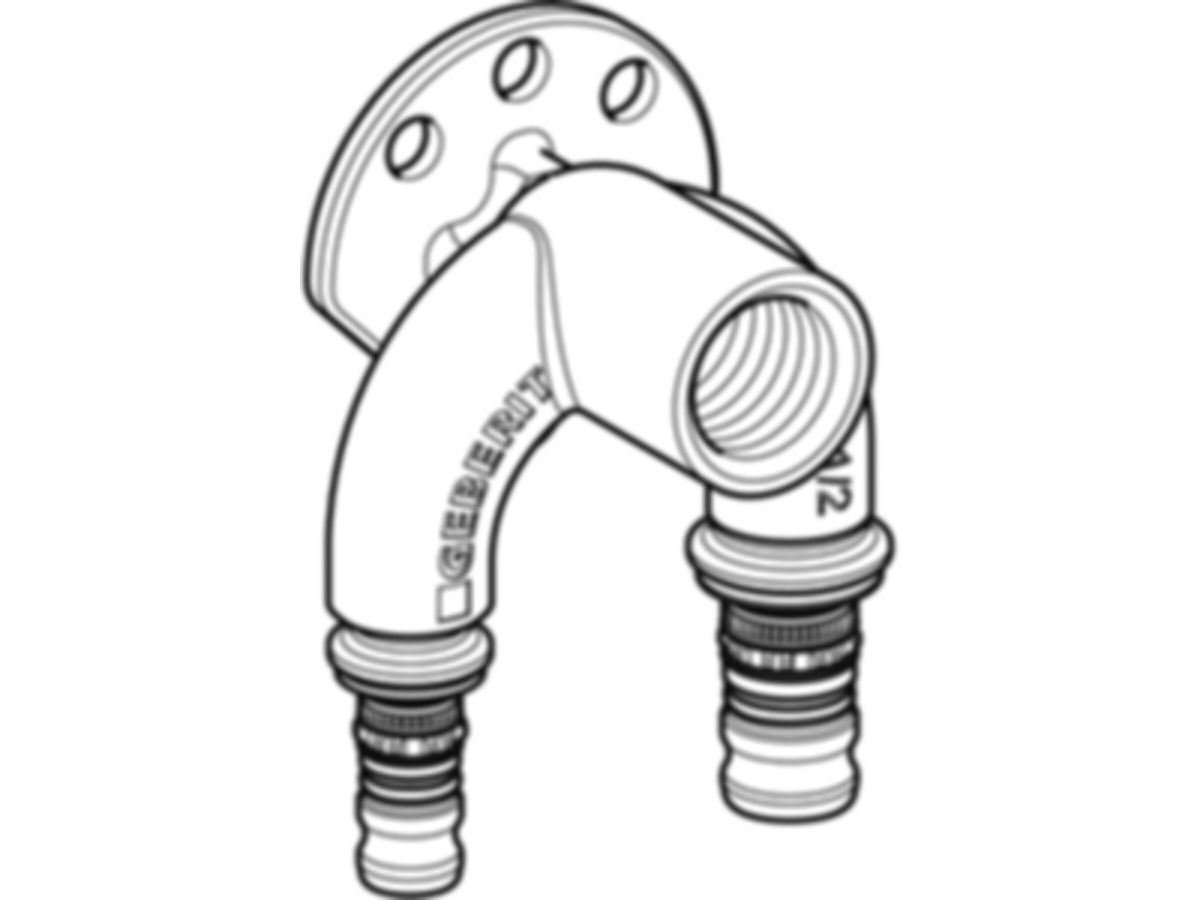 Geberit Mepla-Doppelanschlusswinkel - 16/16 90°, Rp 1/2"