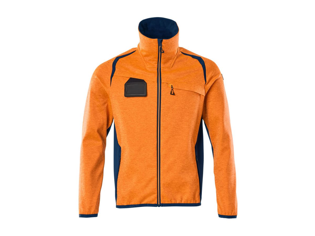 Fleecepullover mit Reissverschl. Gr. 4XL - hi-vis orange/dunkelpetr., 94% PES/6% EL