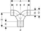 Geberit Hosen-T 56 mit Sifonanschl.Muffe - 180°