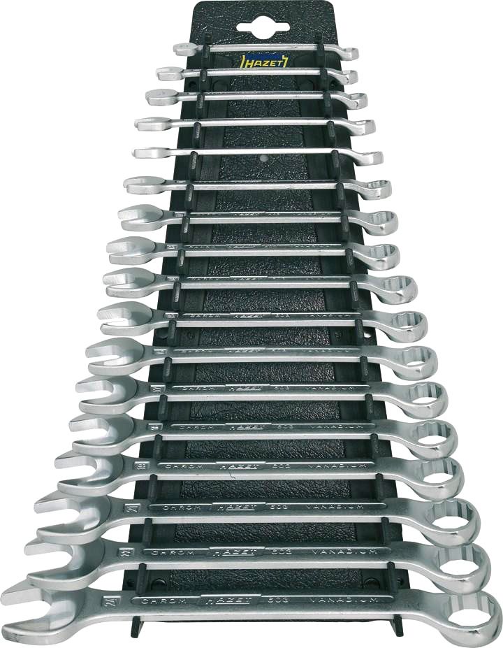 Ringgabelschlüssel-Satz HAZET - 17-tlg., 6-24 mm mit Halter
