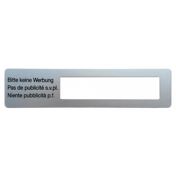 Hinweisschild HUBER, BITTE KEINE WERBUNG - silber