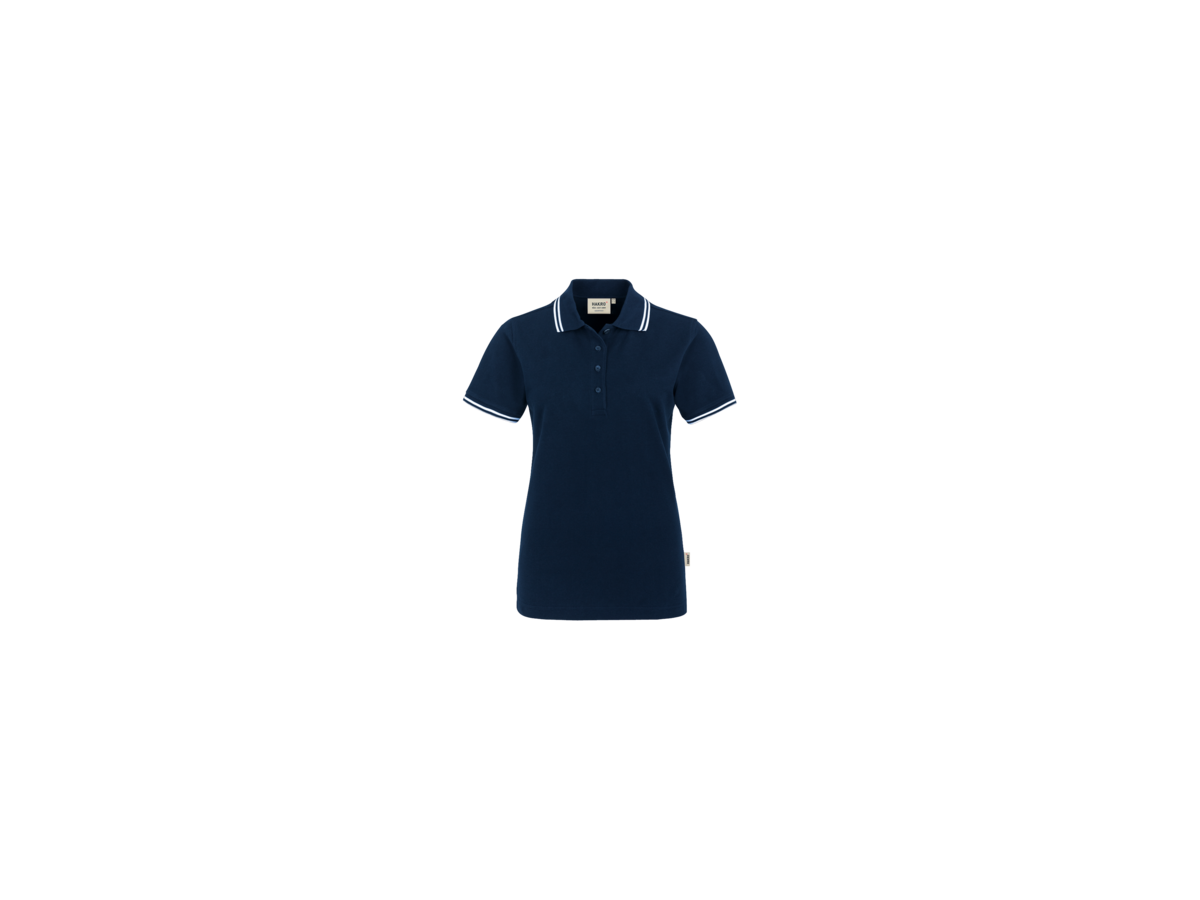 Damen-Polosh. Twin-Stripe S tinte/weiss - 100% Baumwolle, 200 g/m²