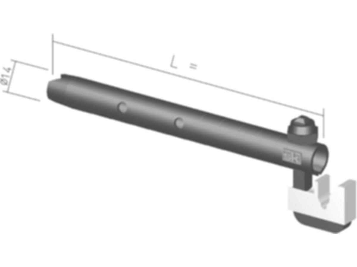 Rohrkonsole Ø 14 mm Länge: 250 mm - mit vertikal verstellbarem Bügel pr.vz.