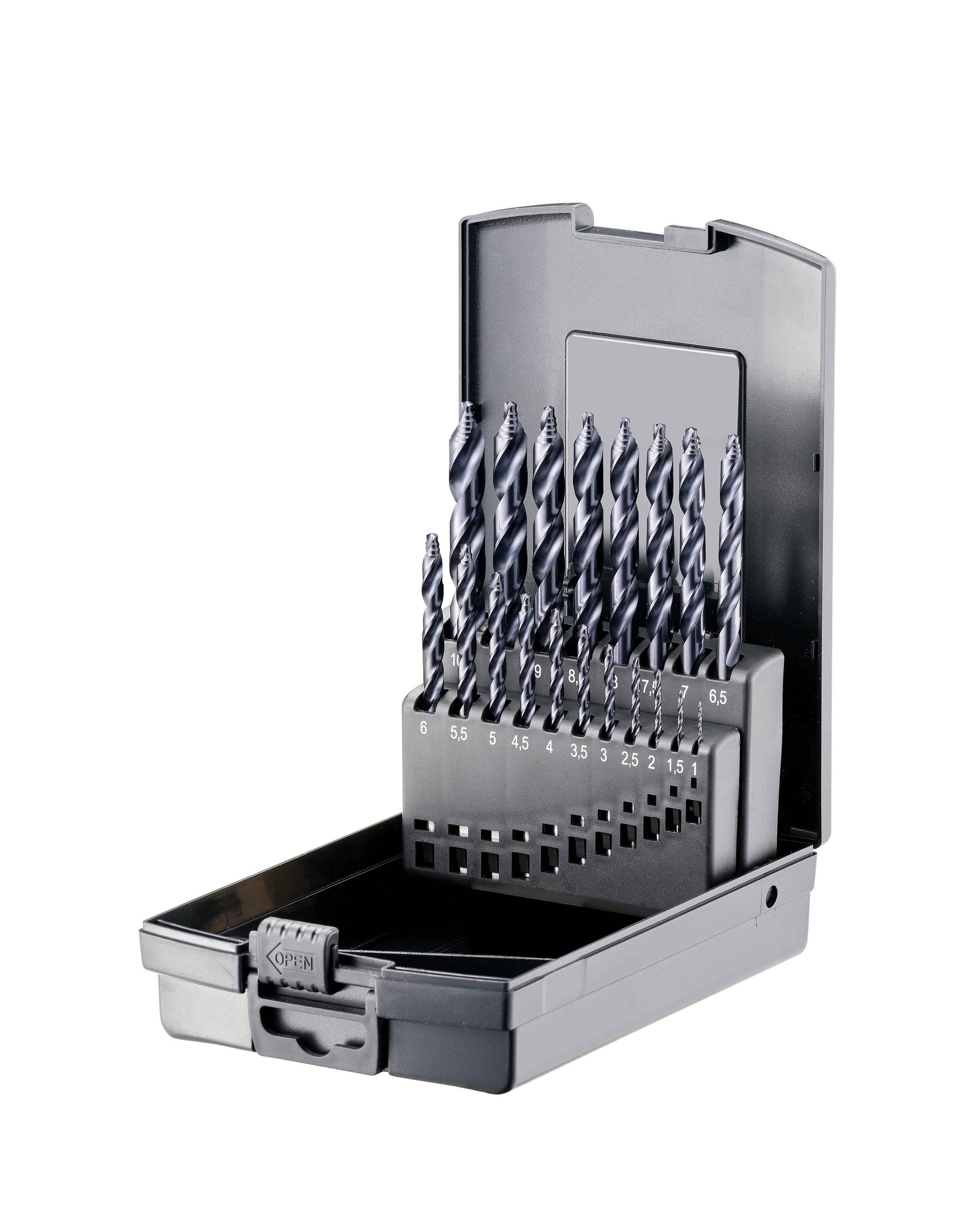 Spiralbohrersatz HSSE-Co5 19-tlg. - 1.0-10.0 x 0.5 mm, Fortec