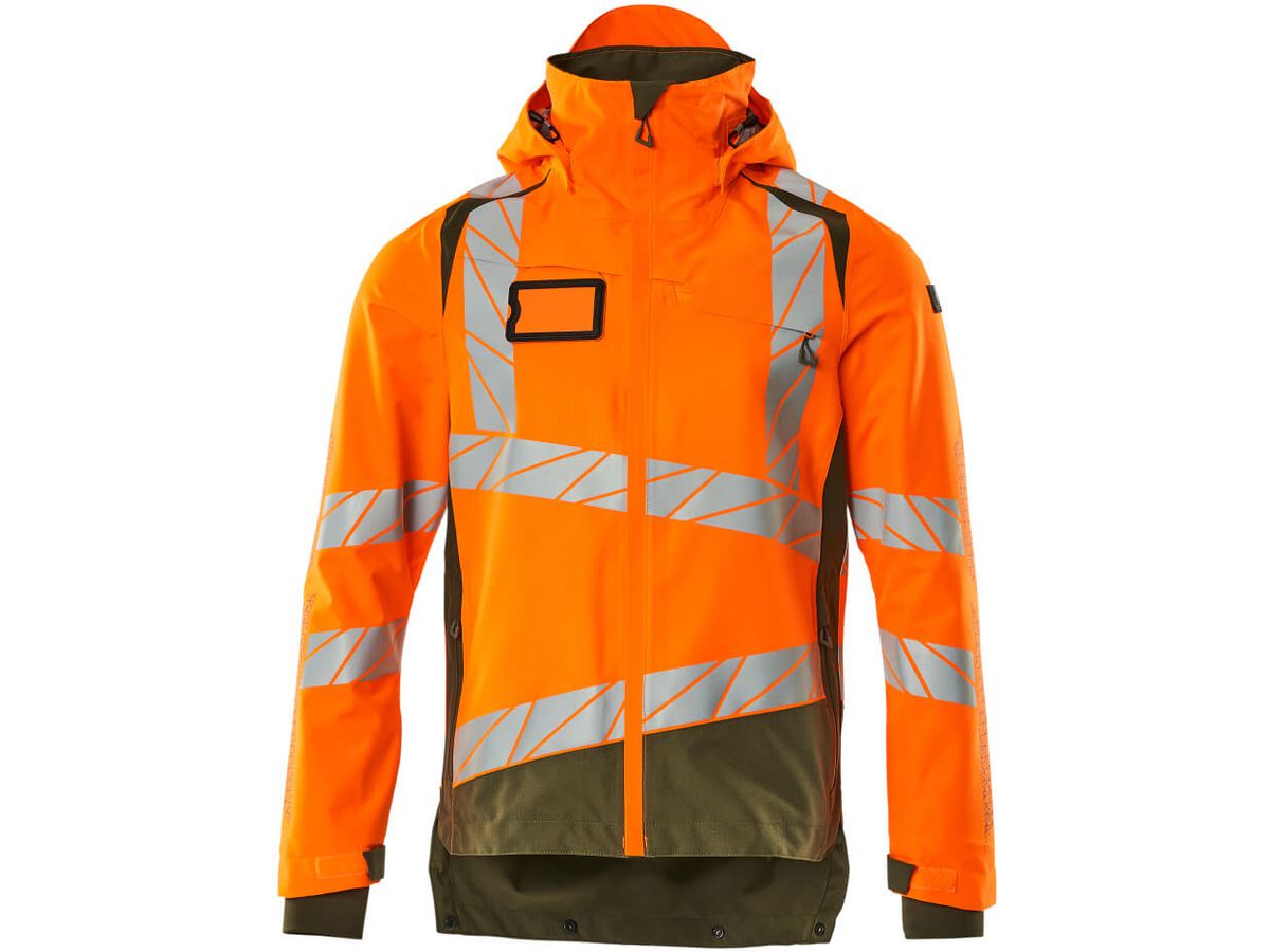 Hard Shell Jacke leichtes Futter Gr. S - hi-vis orange/moosgrün, 100% PES