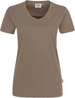 Damen-V-Shirt Perf. Gr. 2XL, nougat - 50% Baumwolle, 50% Polyester