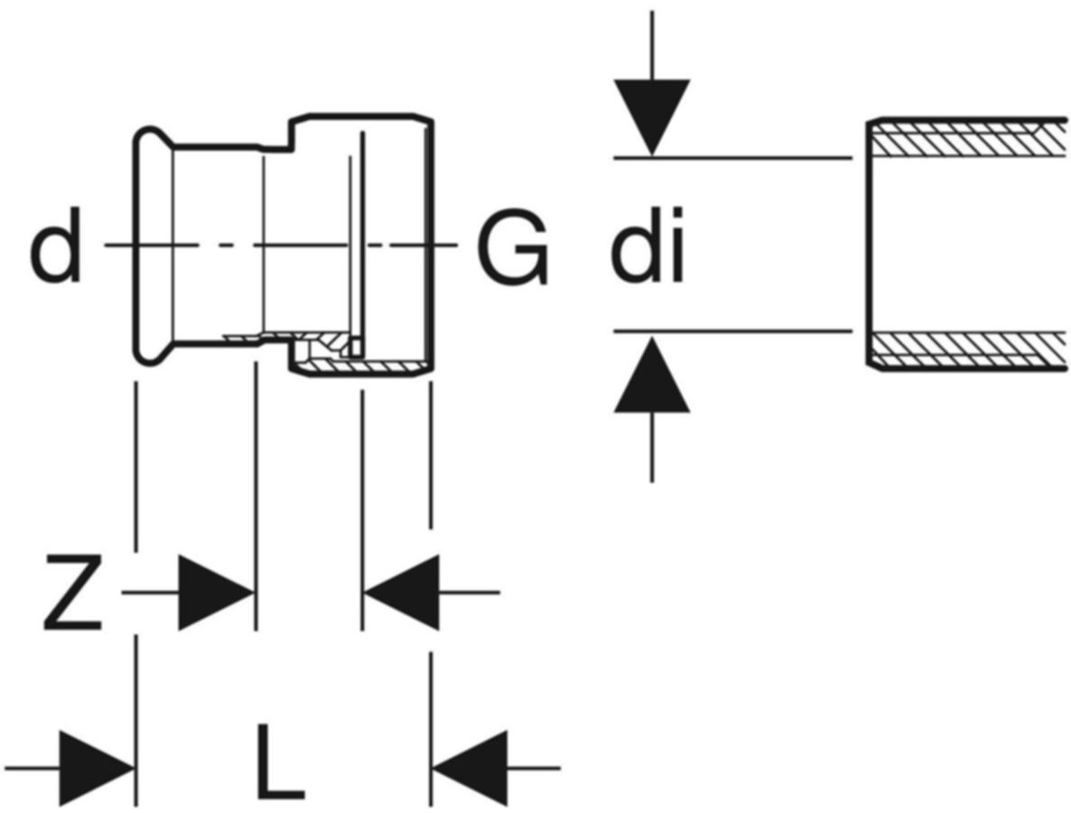 Mapress Therm Übergang m. Überwurfmutter