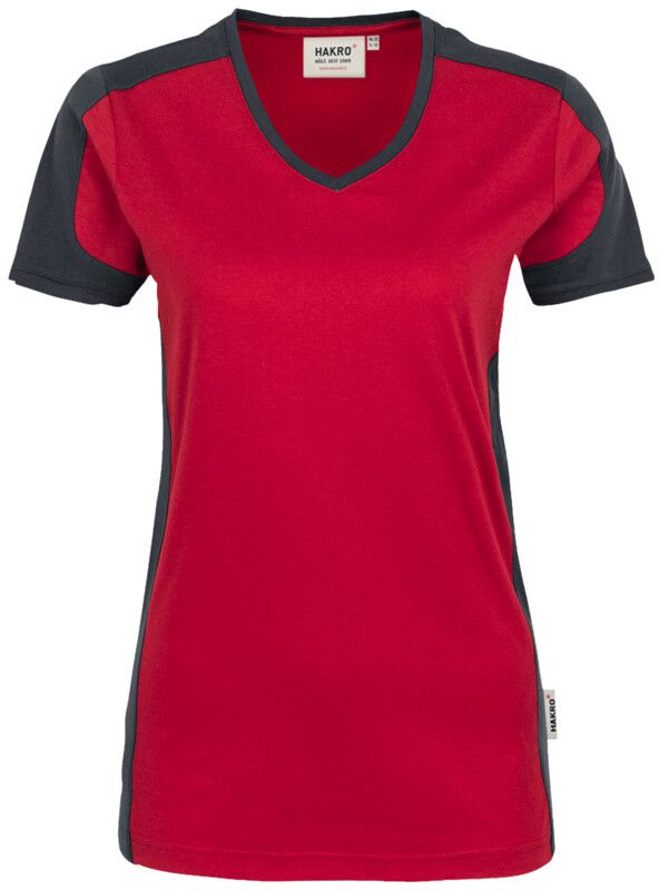 Damen-V-Shirt Contrast Performance - 50% Baumwolle, 50% Polyester, 160 g/m²