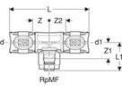 Übergangs-T-Stücke mit MasterFix - GEBERIT FlowFit d1 Ø 20 / d Ø 20 mm