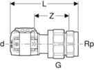 Übergangsverschraubungen mit Innengew. - GEBERIT FlowFit Rp 1/2 Zoll, 16 mm