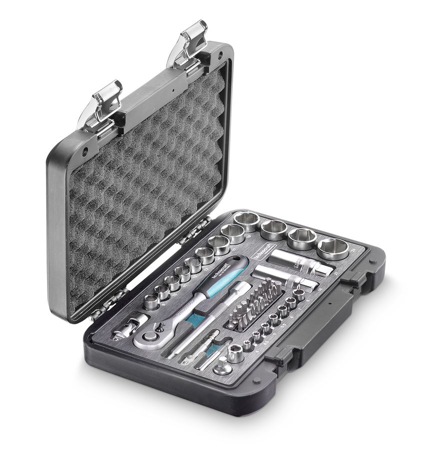 Steckschlüsselsatz, 1/4"+3/8", 48-tlg. - Kunststoff-Koffer,"technocraft Prof.