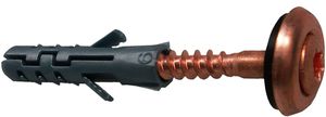 Spenglerschraube verkupfert 4.5x35mm - TX25 mit Dichtscheibe u. Kunstoffdübel
