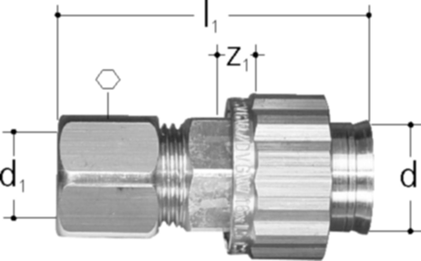 Sanipex Übergang, Klemm-Verschraubung