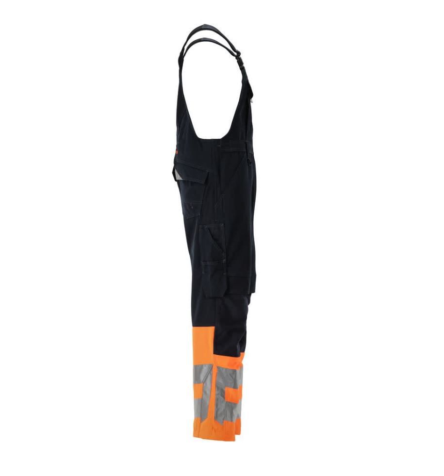 Sunderland Latzhose mit Knietaschen - Gr. 82C60, schwarzblau/hi-vis orange