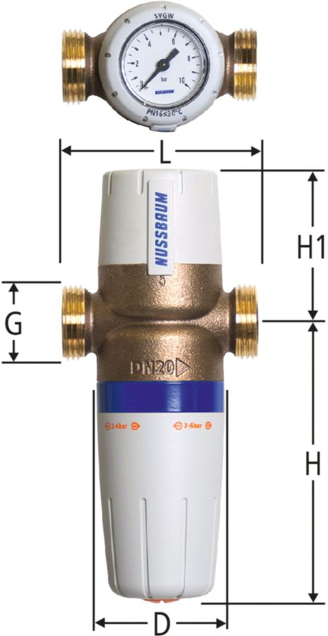 Druckreduzierventil NUSSBAUM - inkl. Manometer