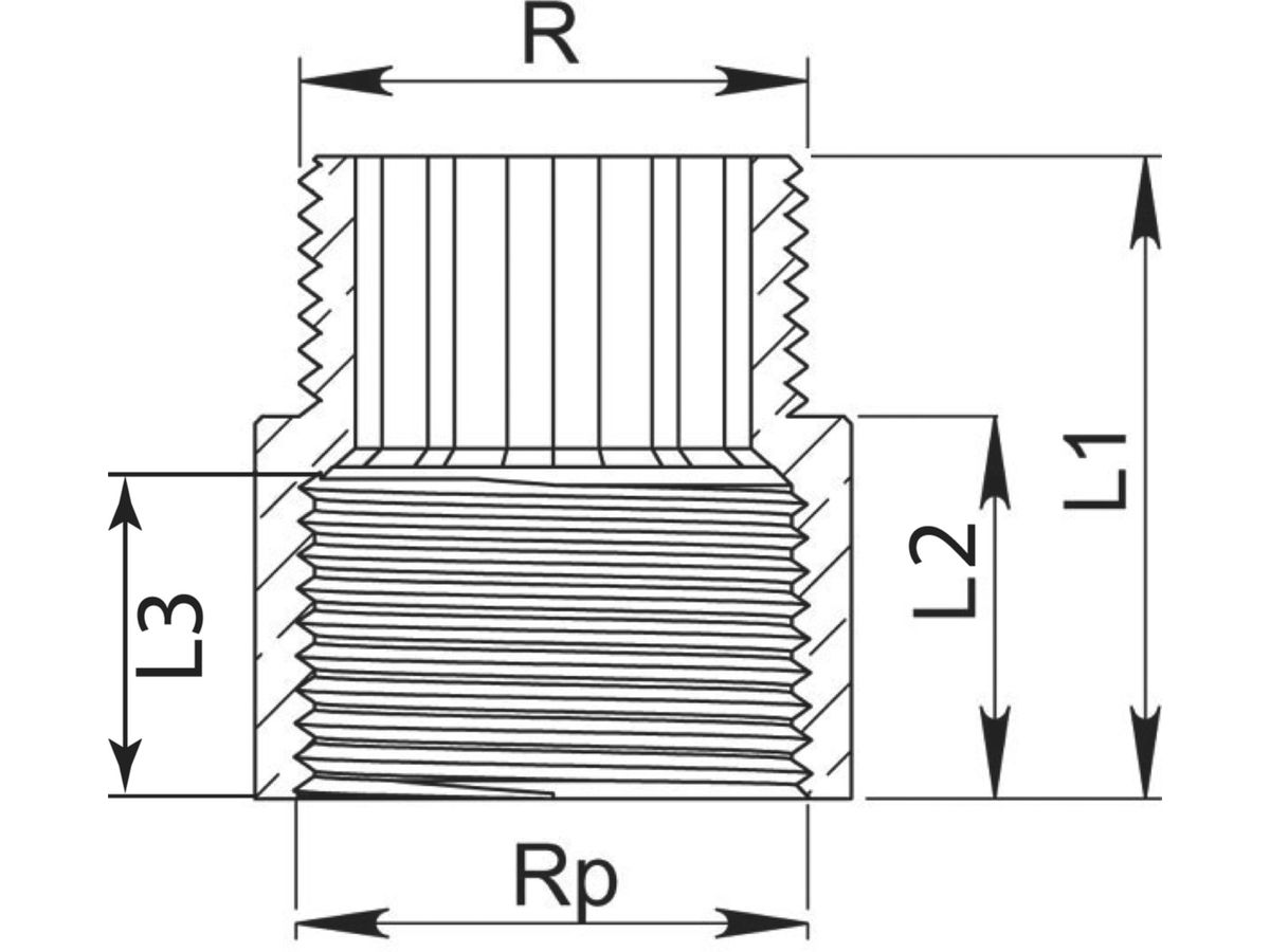 Rotguss Verlängerung 3/4"  40 mm