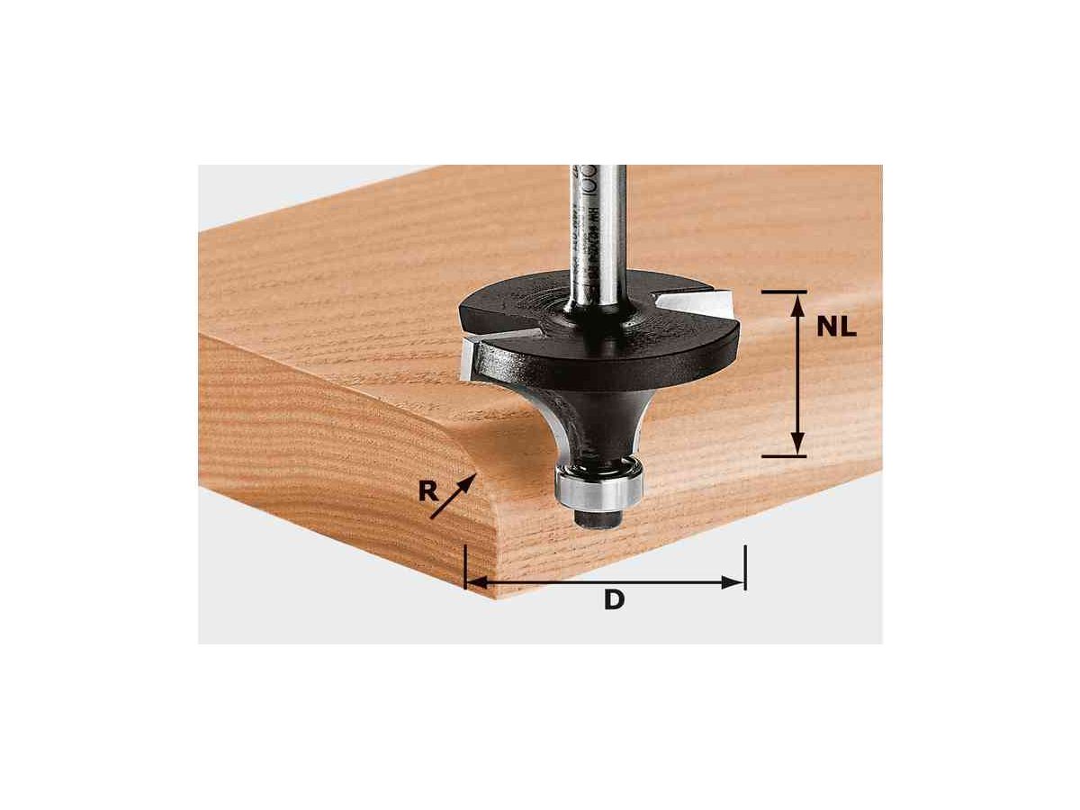 Abrundfräser HW, 16,7x9 mm, R2 - Festool, Schaft 8 mm