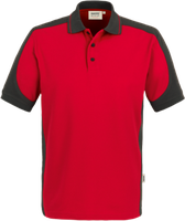 Poloshirt Contrast Perf. 2XL rot/anth. - 50% Baumwolle, 50% Polyester