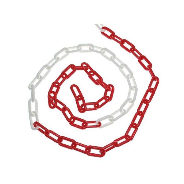 Kunststoffkette Ø 8mm Glieder 49/29mm - Bnd. à 25m  rot/weiss