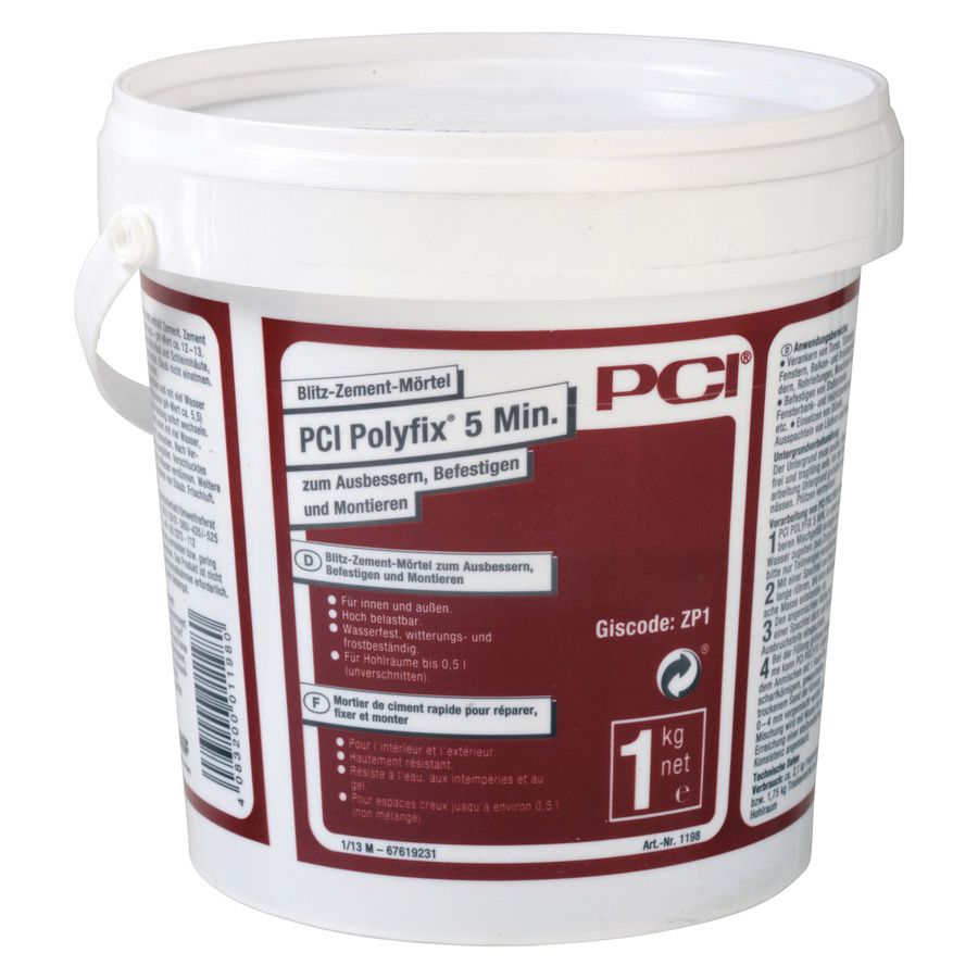 PCI-Polyfix 5 Min. Blitz-Zement-Mörtel - zum Ausbessern, Befestigen und Montieren