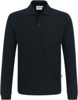 Longsl.-Pocket-Polosh. Top 2XL schwarz - 100% Baumwolle, 200 g/m²