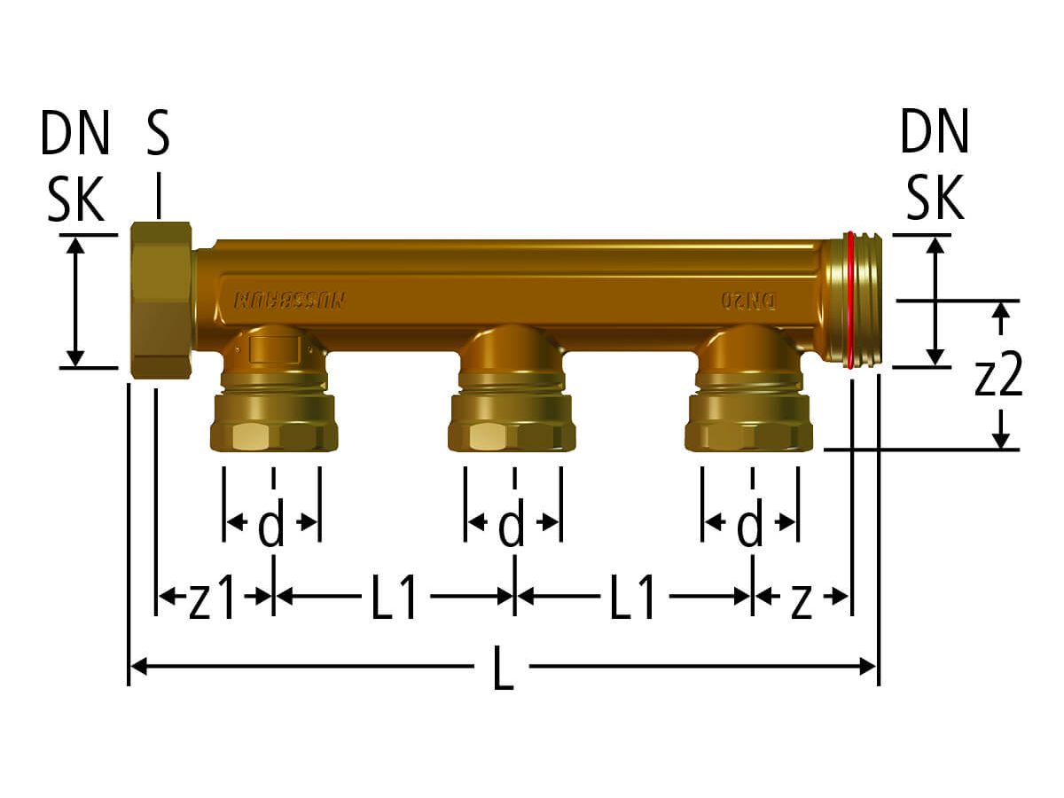 Optiflex-Verteiler, mit Steckabgängen - DN 20 x 1