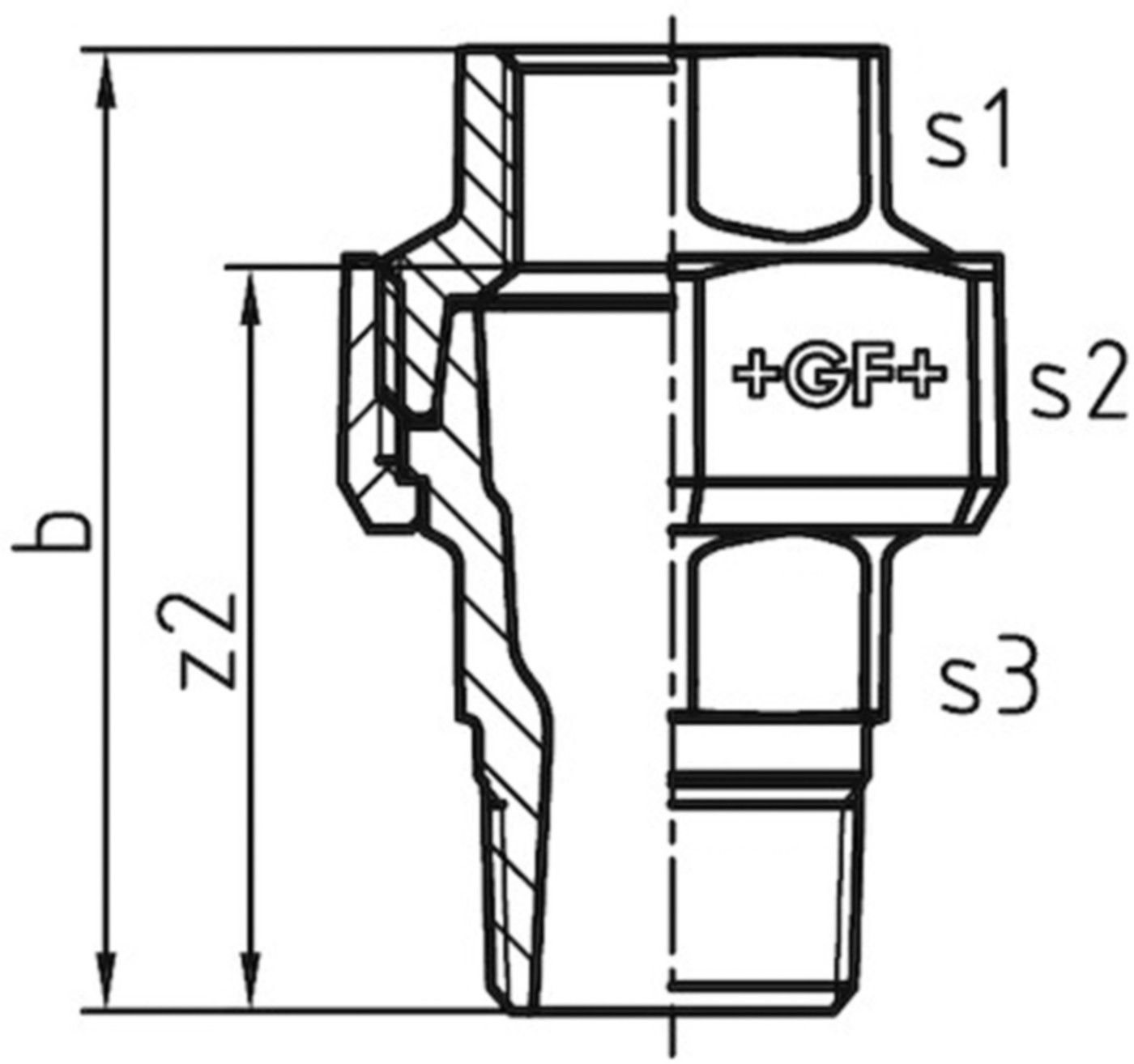 Verschraubung +GF+ 341 verzinkt - kegelig dichtend, ISO U12