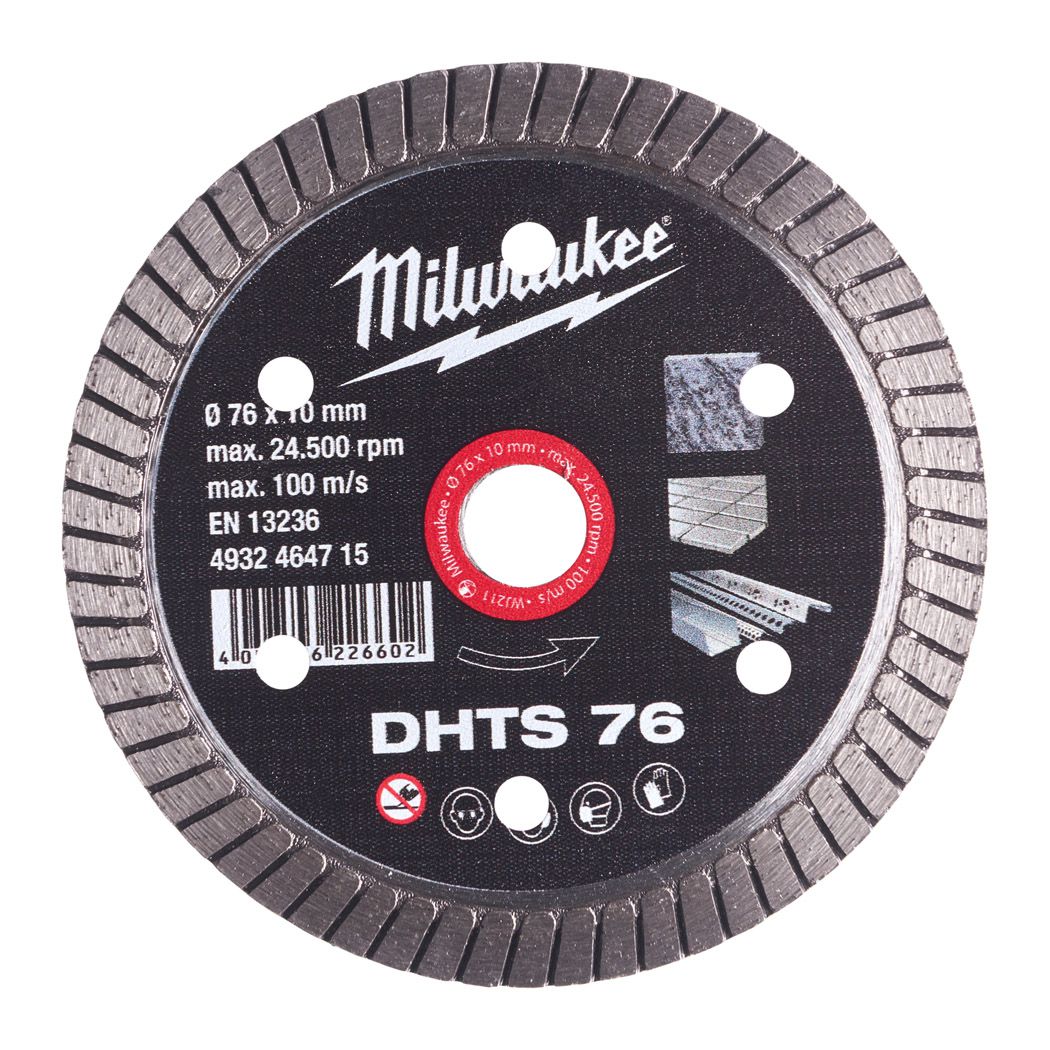 Diamanttrennscheibe Milwaukee DHTS 76 mm - 1.0 mm, Granit/Fliesen/dünne Stahlprof.
