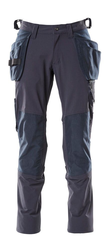 Hose mit Knie- & Hängetaschen Gr. 90C58 - schwarzblau, 93% NY/7% EL, 250 g/m2