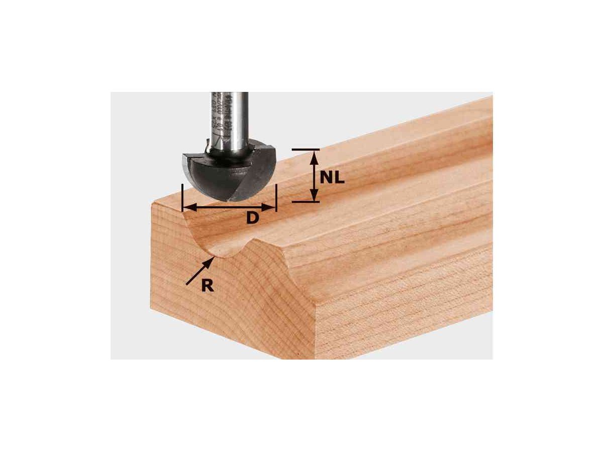 Hohlkehlfräser HW, 12.7mm, R6,35 - Festool, Schaft 8 mm