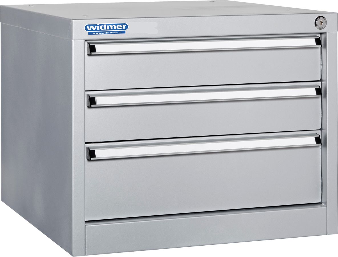 Unterschrank mit 3 Schubl. H100-100-150 - p.Schubl.70kg,B565xT580xH450mm,hellsilb.
