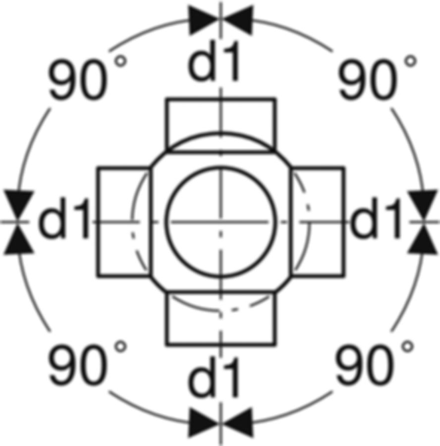 Geberit PE Mehrfach-Abzweig  90° - 4-teilig