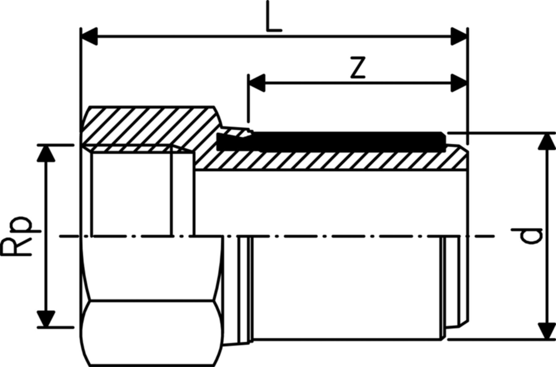 Übergangsadapter MS mit IG ELGEF+ - 5 bar Gas / 16 bar Wasser