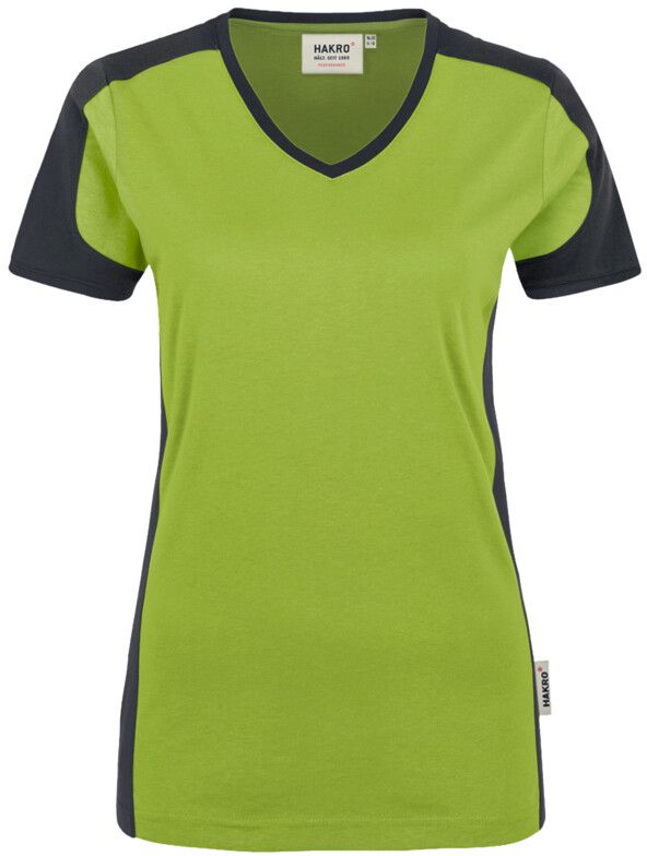 Damen-V-Shirt Contrast Performance - 50% Baumwolle, 50% Polyester, 160 g/m²