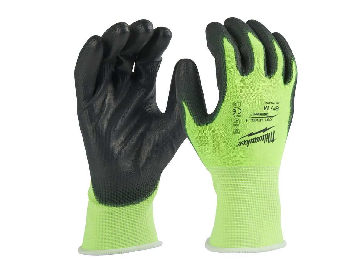 Hi-Vis Schnittschutzhandschuhe - Milwaukee, Klasse 1/A