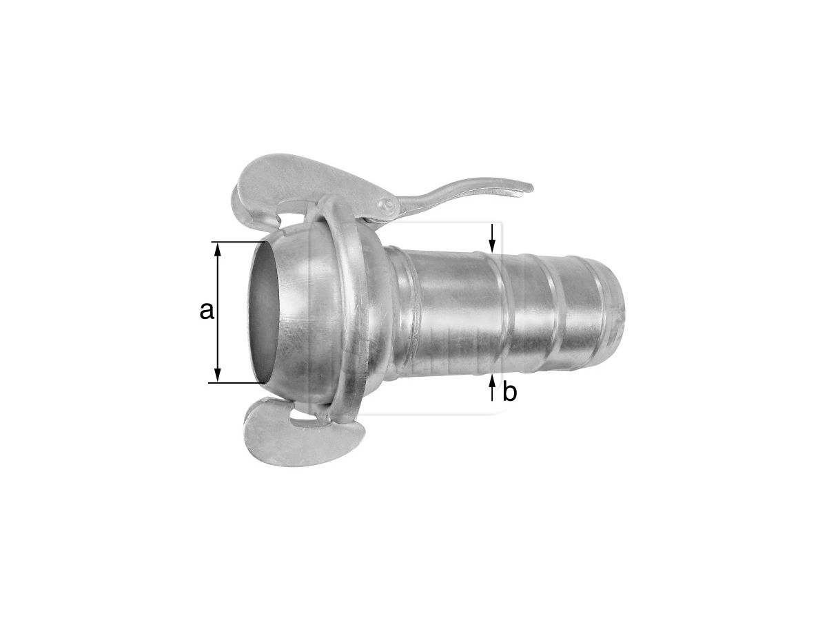 Schlauchtülle Vaterstück mit Hebel - verzinkt 76 x 64