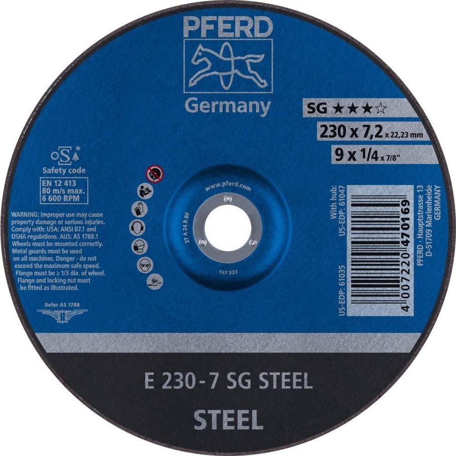 Schruppscheibe PFERD SG-STEEL - Stahl, harte Ausführung, Härte R