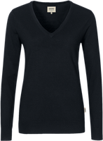 Damen-V-Pullover Merino Wool 2XL schwarz - 100% Merinowolle
