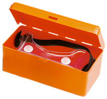 Brillenbox Orangefarben Schnappverschl.