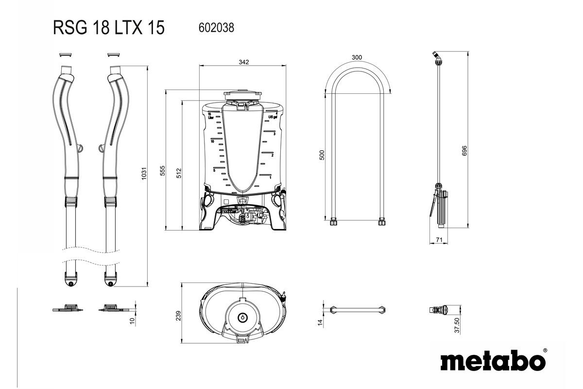 Akku-Rückensprühgerät 18V RSG 18 LTX 15 - Metabo, im Karton