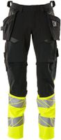 Hose mit Hängetaschen Stretch, Gr. 76C46 - schwarz/hi-vis gelb, 92% PES/8%EL