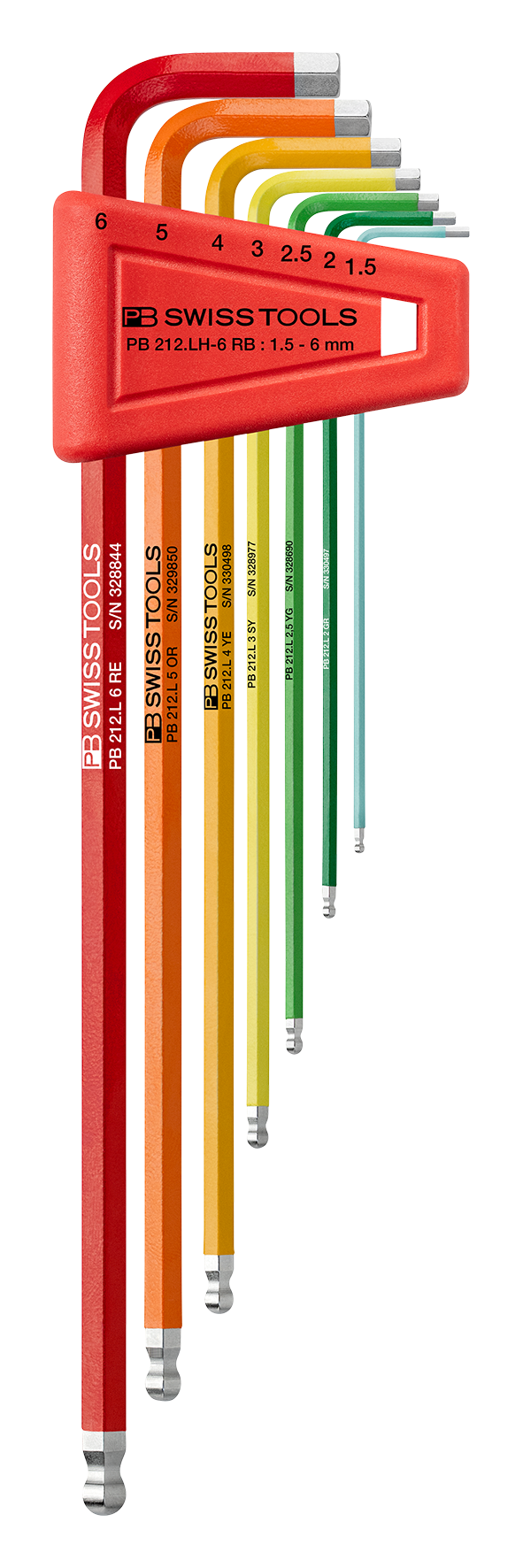 Winkelschraubenzieherset PB 212 - bis Gr. 6 farb.Inbusschl.m.Kugelkopf