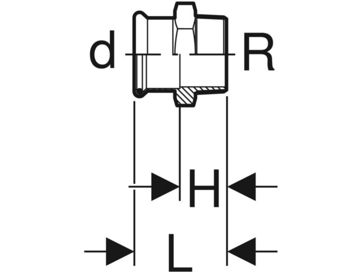Mapress Therm Übergang mit Aussengewinde - d=35mm, R=1 1/4"